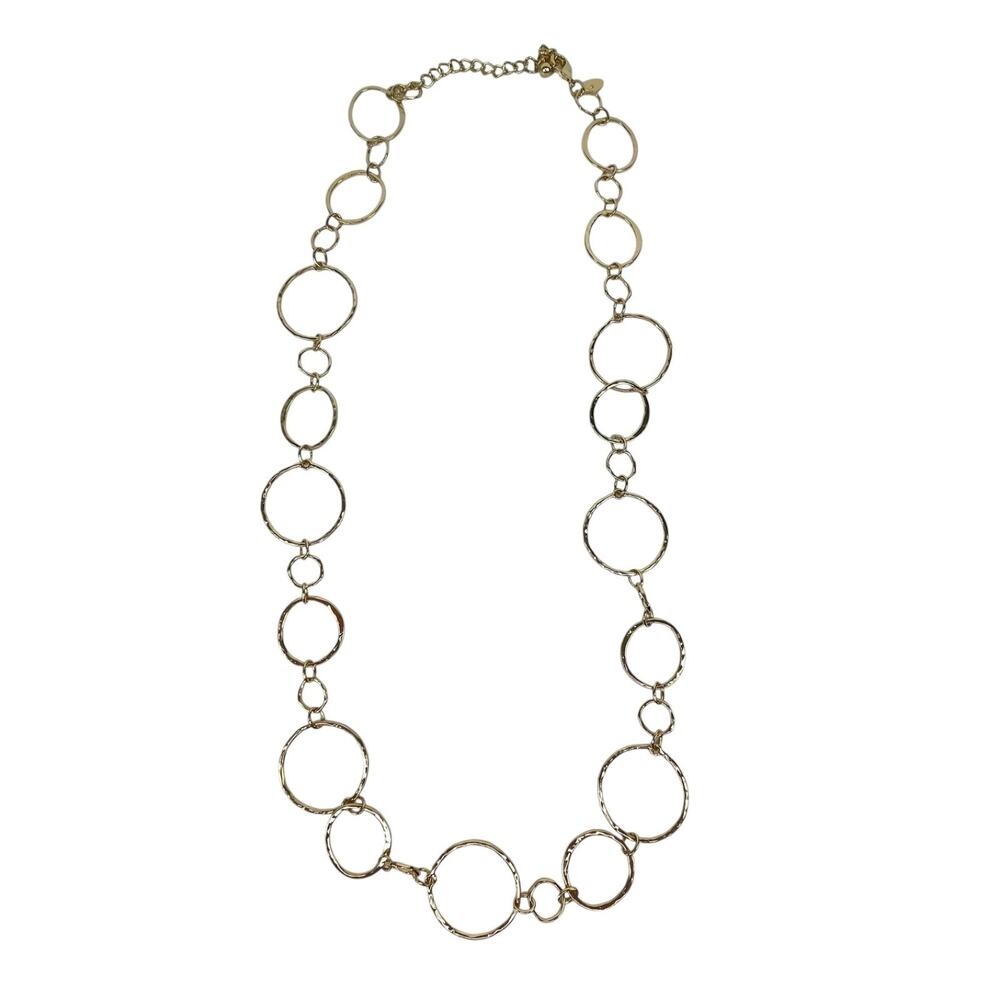 Chico’s Alternating Endless Circle Hoop Link Gold Tone Chain Necklace